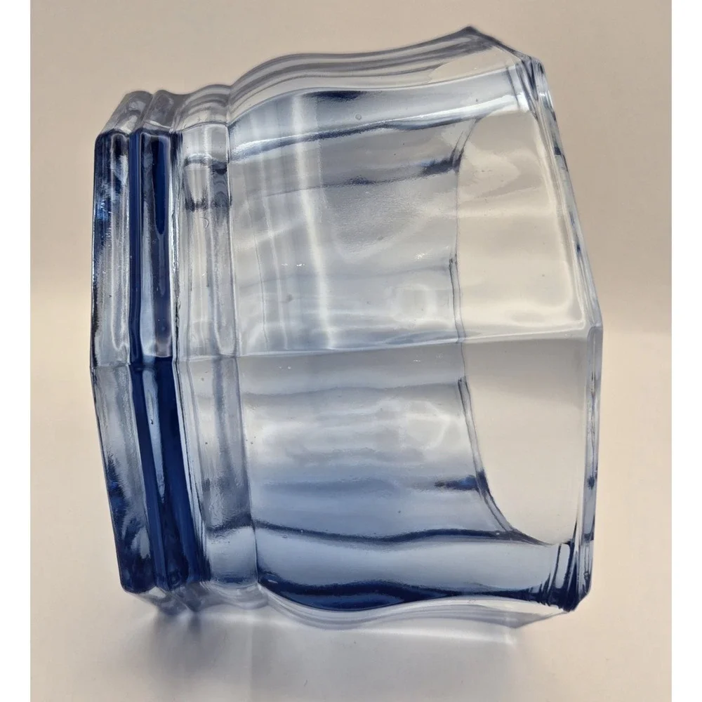 Vintage Ice Blue‎ Heavy Indiana Glass Faceted... Trinket Or Candy Dish